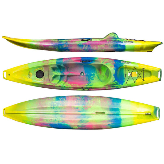 Featuring the Riviera sit-on-top rec / touring kayak manufactured by Jackson Kayak shown here from one angle.