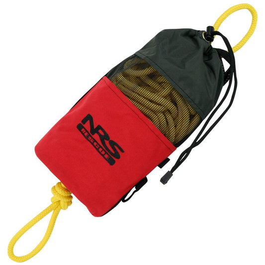 Featuring the Standard Rescue Throw Bag 75' leash, throw bag manufactured by NRS shown here from one angle.