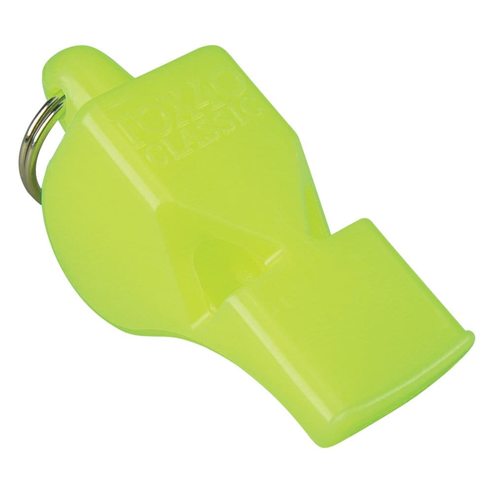 Featuring the Fox 40 Safety Whistle emergency, first aid manufactured by NRS shown here from a fourth angle.