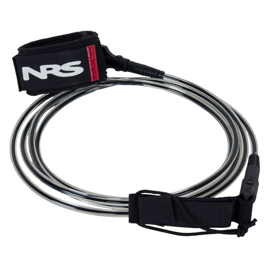 Featuring the SUP Leash 10' sup accessory manufactured by NRS shown here from one angle.