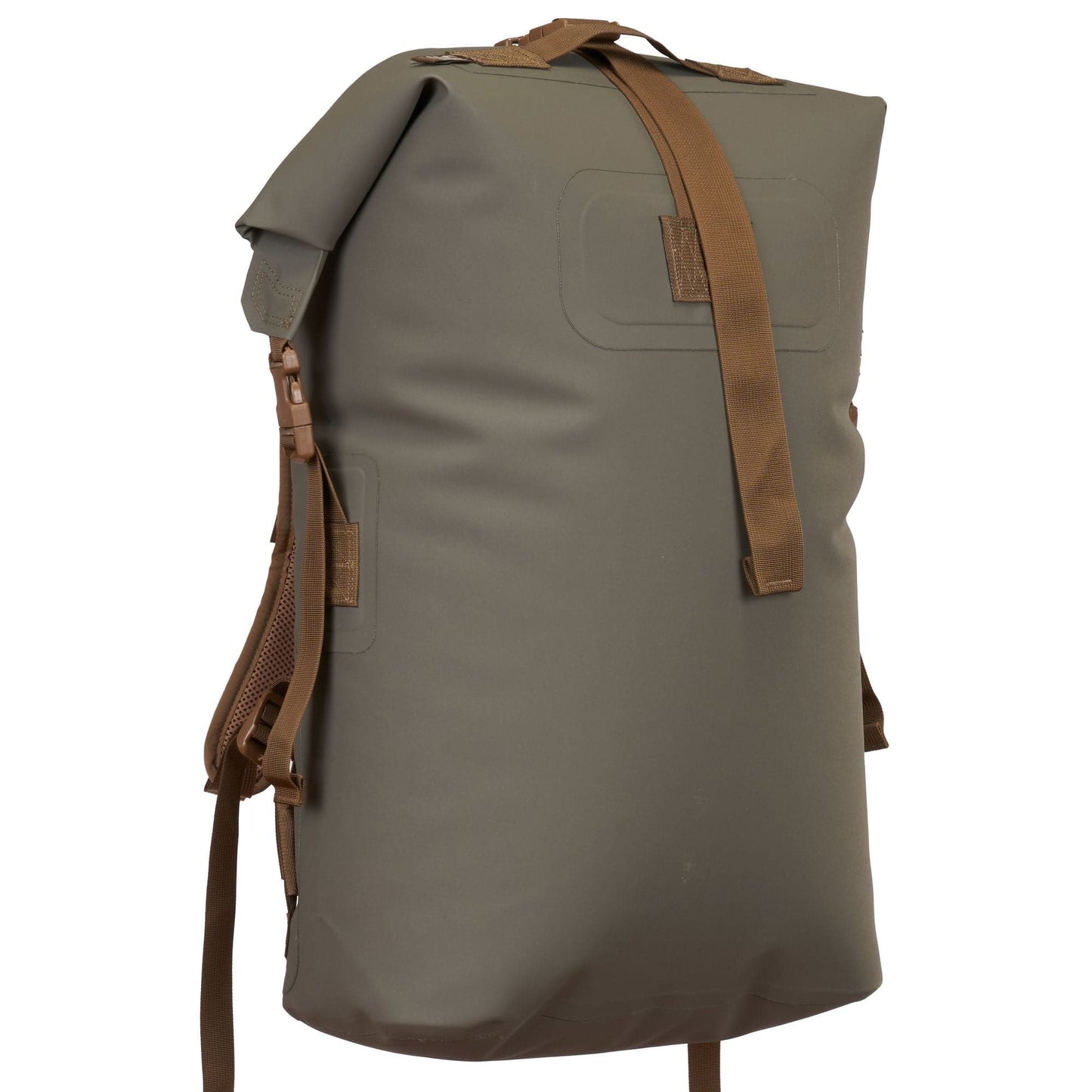 Featuring the Animas Drypack dry bag manufactured by Watershed shown here from one angle.