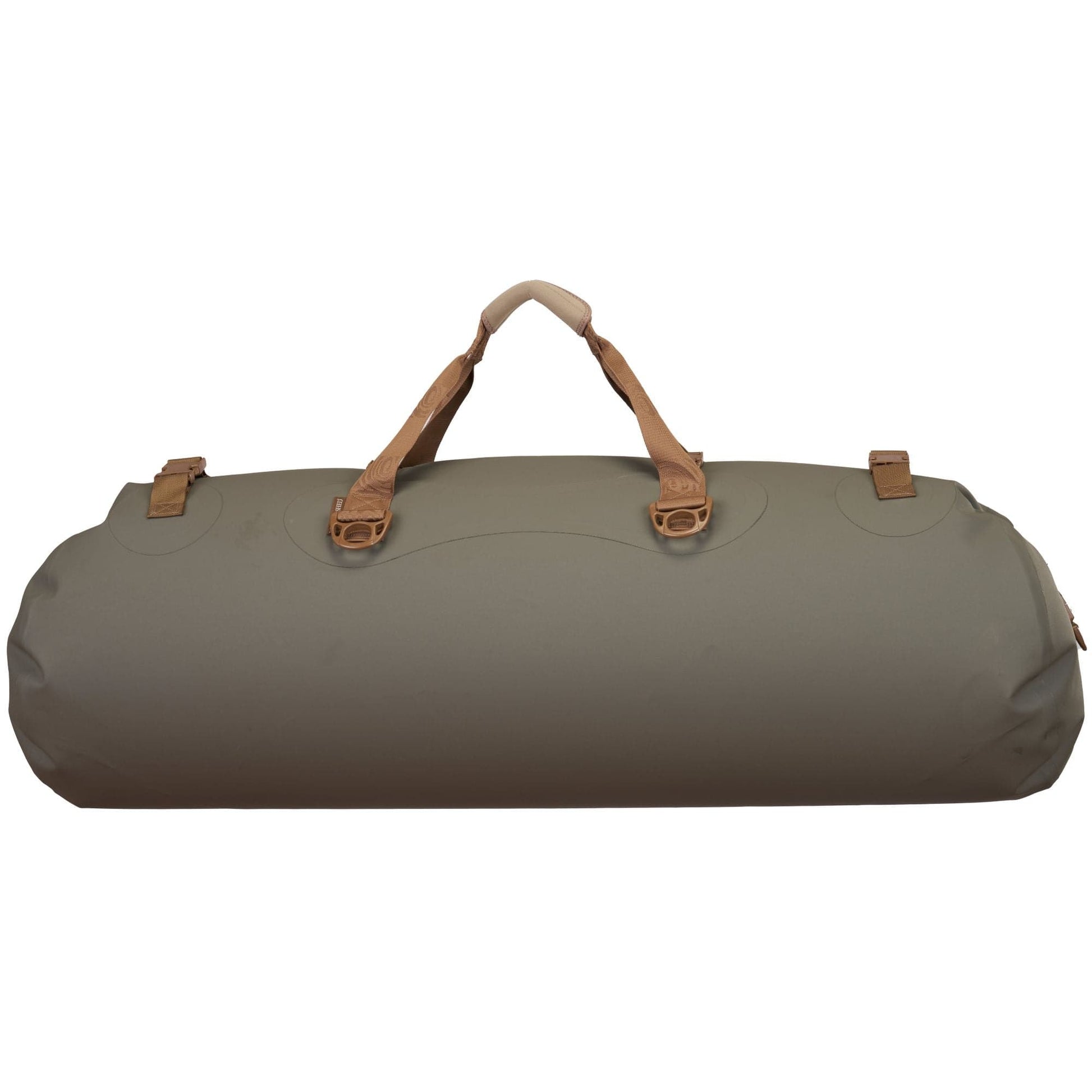 Featuring the Mississippi Duffel dry bag manufactured by Watershed shown here from a fifth angle.