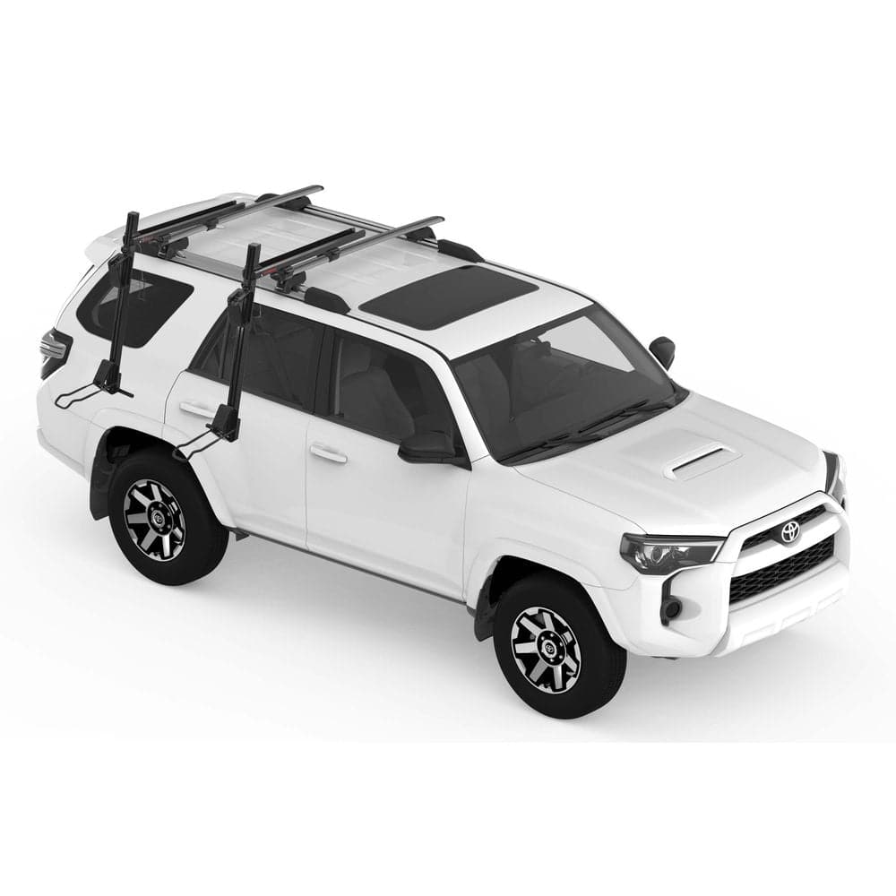 Featuring the ShowDown rec kayak accessory, tour kayak accessory, transport, water mount manufactured by Yakima shown here from an eighth angle.