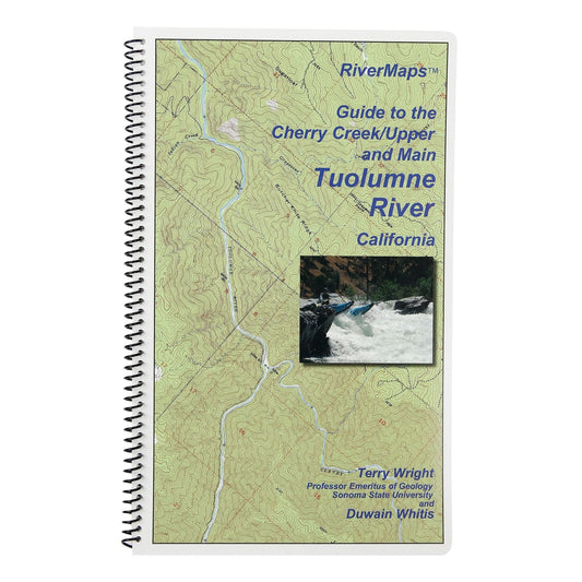 Featuring the Guide to Cherry Creek & Tuolomne guide book manufactured by Rivermaps shown here from one angle.