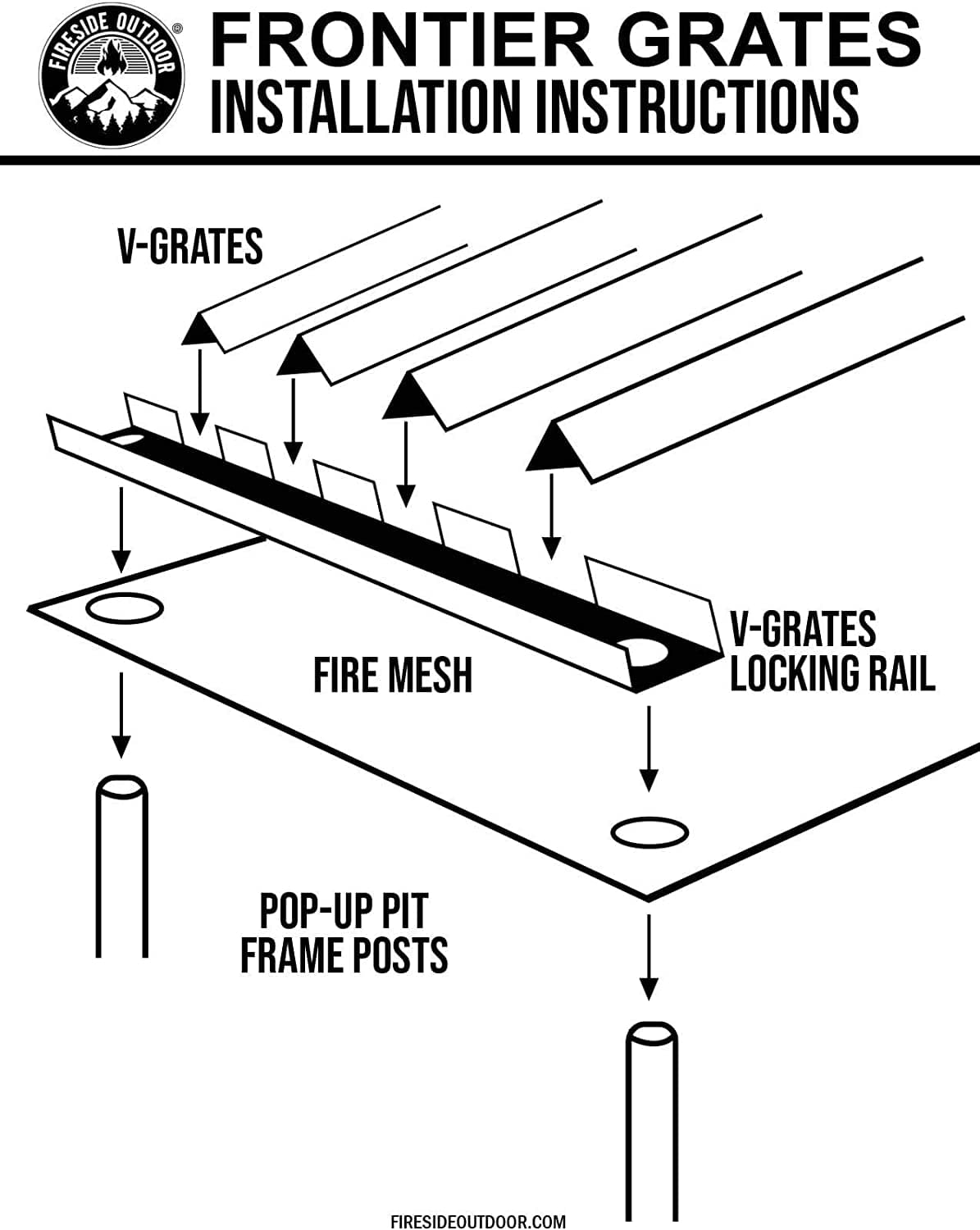 Featuring the Pop-Up Fire Pit Frontier Grate dutch oven, fire pan accessory manufactured by Fireside shown here from a fifth angle.