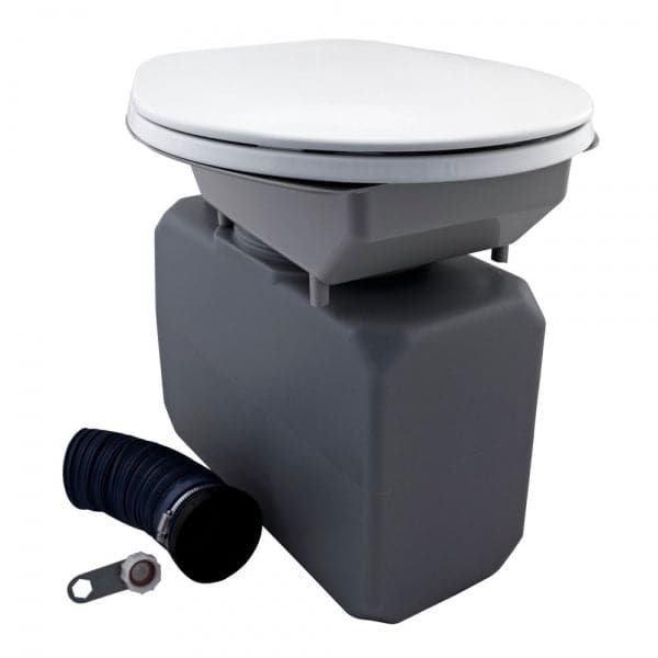Featuring the ECO-Safe Portable Toilet System toilet system manufactured by GTS shown here from one angle.