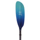 The Werner Paddles Camano fiberglass touring kayak paddle features a low-angle blade design with a gradient finish and the iconic Werner logo, complete with a wave symbol.