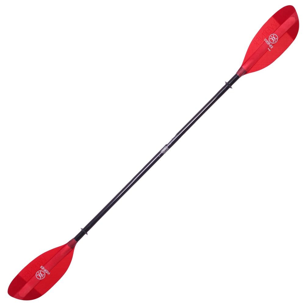 Featuring the Shuna fishing paddle, pack raft paddle, touring / rec paddle manufactured by Werner shown here from a fourth angle.