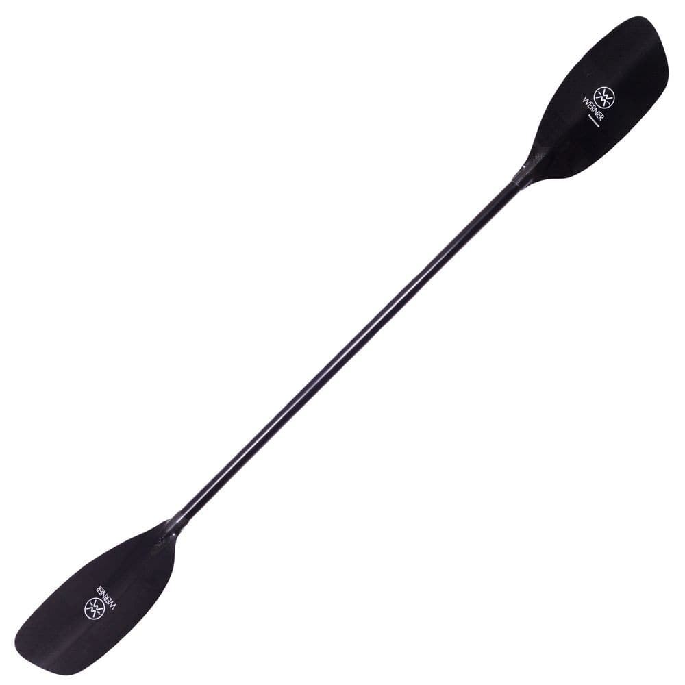 Featuring the Powerhouse Carbon carbon fiber whitewater paddle manufactured by Werner shown here from a second angle.