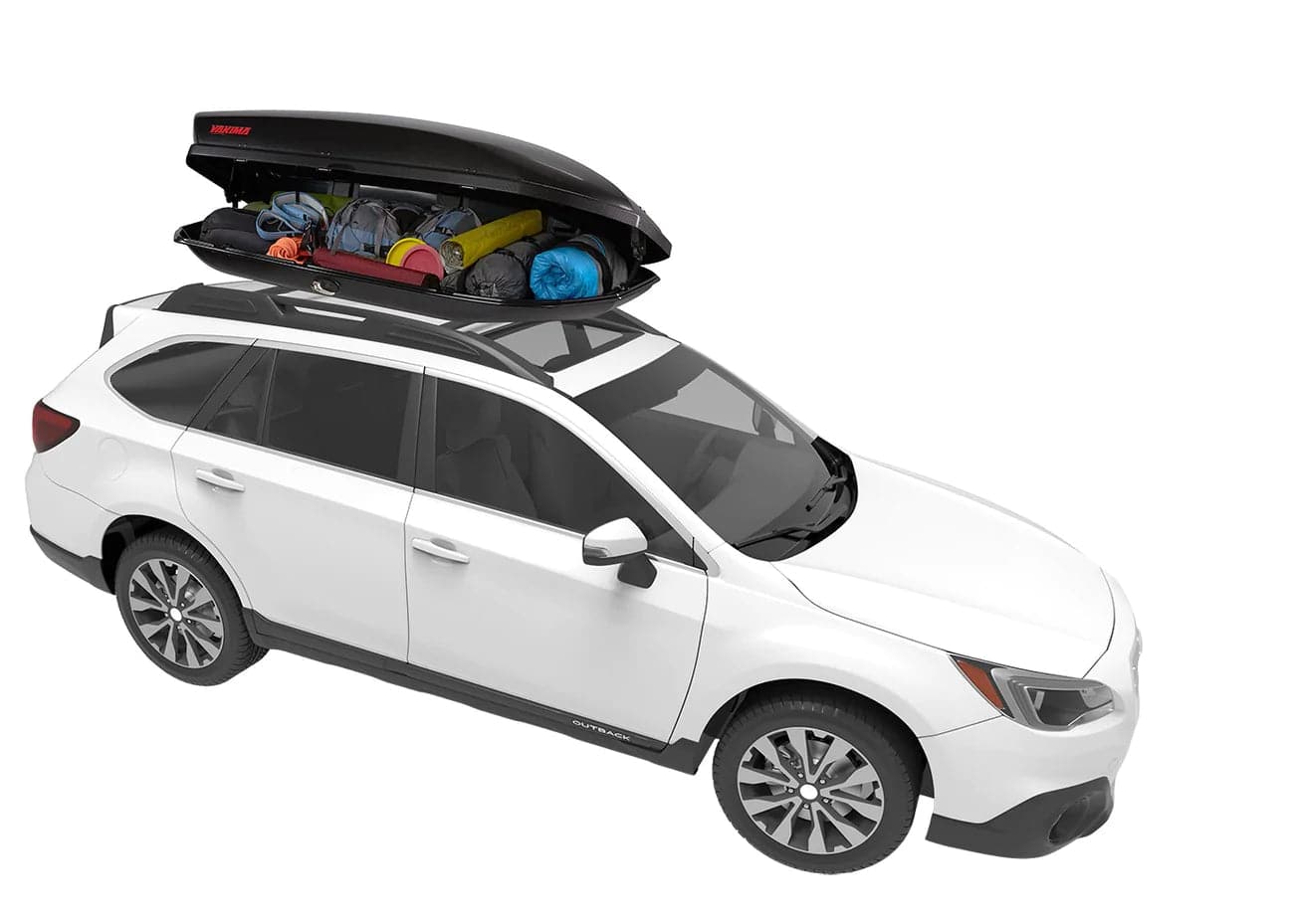 Featuring the Skybox 16 Carbonite cargo box, storage manufactured by Yakima shown here from a third angle.