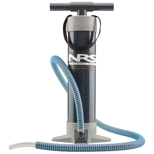Featuring the 5-inch Barrel Pump gift for rafter, raft pump manufactured by NRS shown here from one angle.