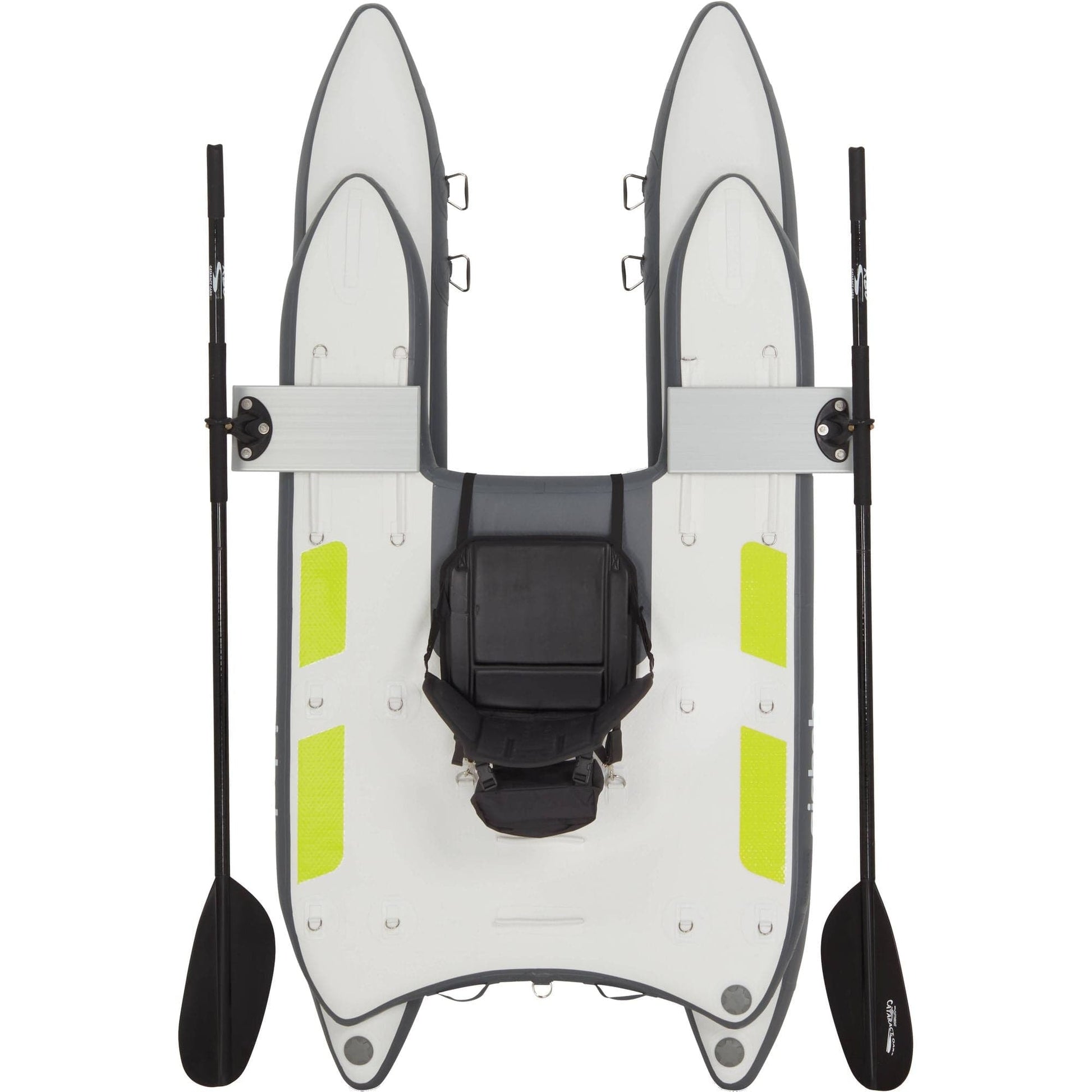 Featuring the GigBob 2.0 cataraft, fishing kayak, inflatable kayak manufactured by NRS shown here from a second angle.