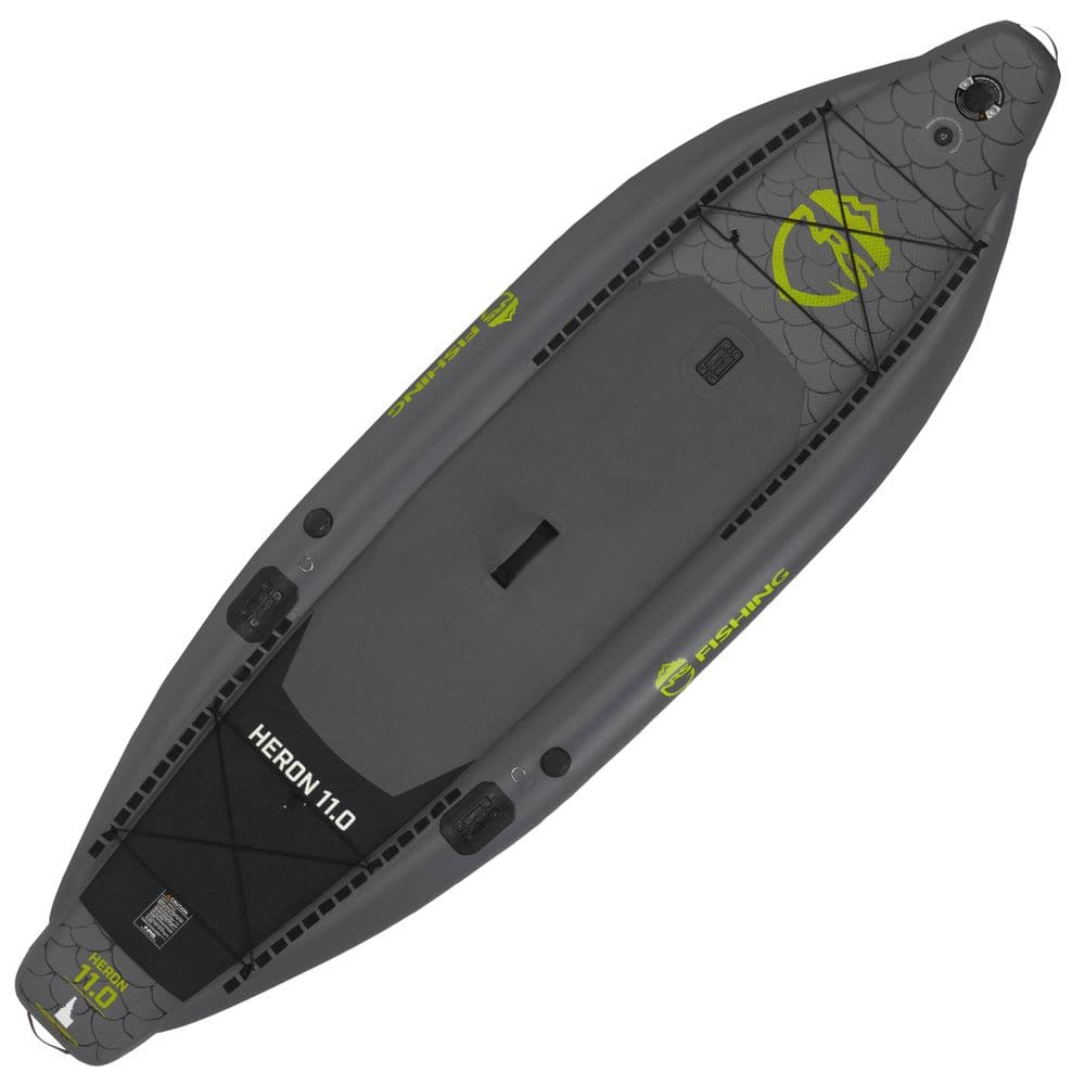 Featuring the Heron Fishing Inflatable 11' SUP Board inflatable sup manufactured by NRS shown here from one angle.
