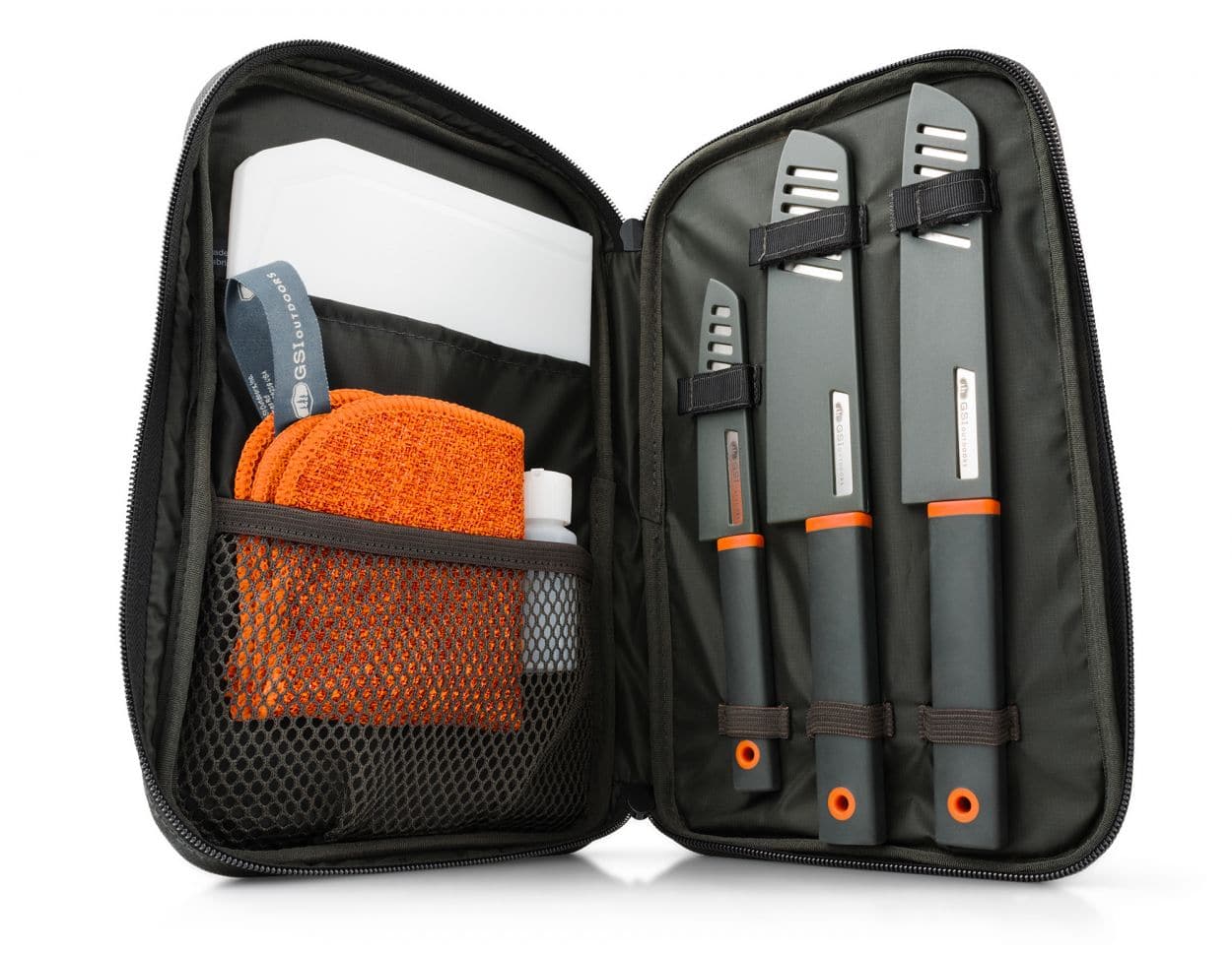 Featuring the Santoku Knife Set gift for kayaker, gift for rafter, knife set manufactured by GSI shown here from one angle.