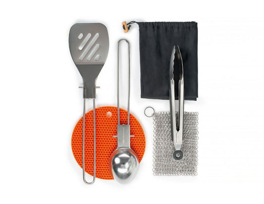 Featuring the Basecamp Chef's Tool Set kitchen manufactured by GSI shown here from one angle.