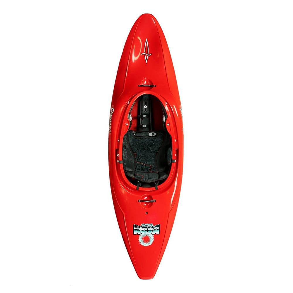 Featuring the Nova / Super Nova freestyle kayak, new manufactured by Dagger shown here from an eighth angle.