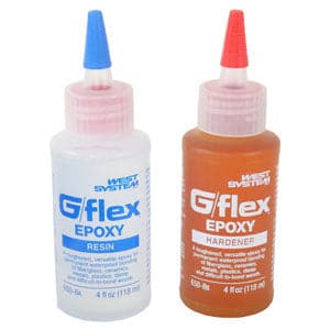 Featuring the G/Flex Epoxy adhesive, canoe care, canoe repair, glue, kayak care, kayak repair, sup care, sup repair manufactured by West System shown here from a third angle.
