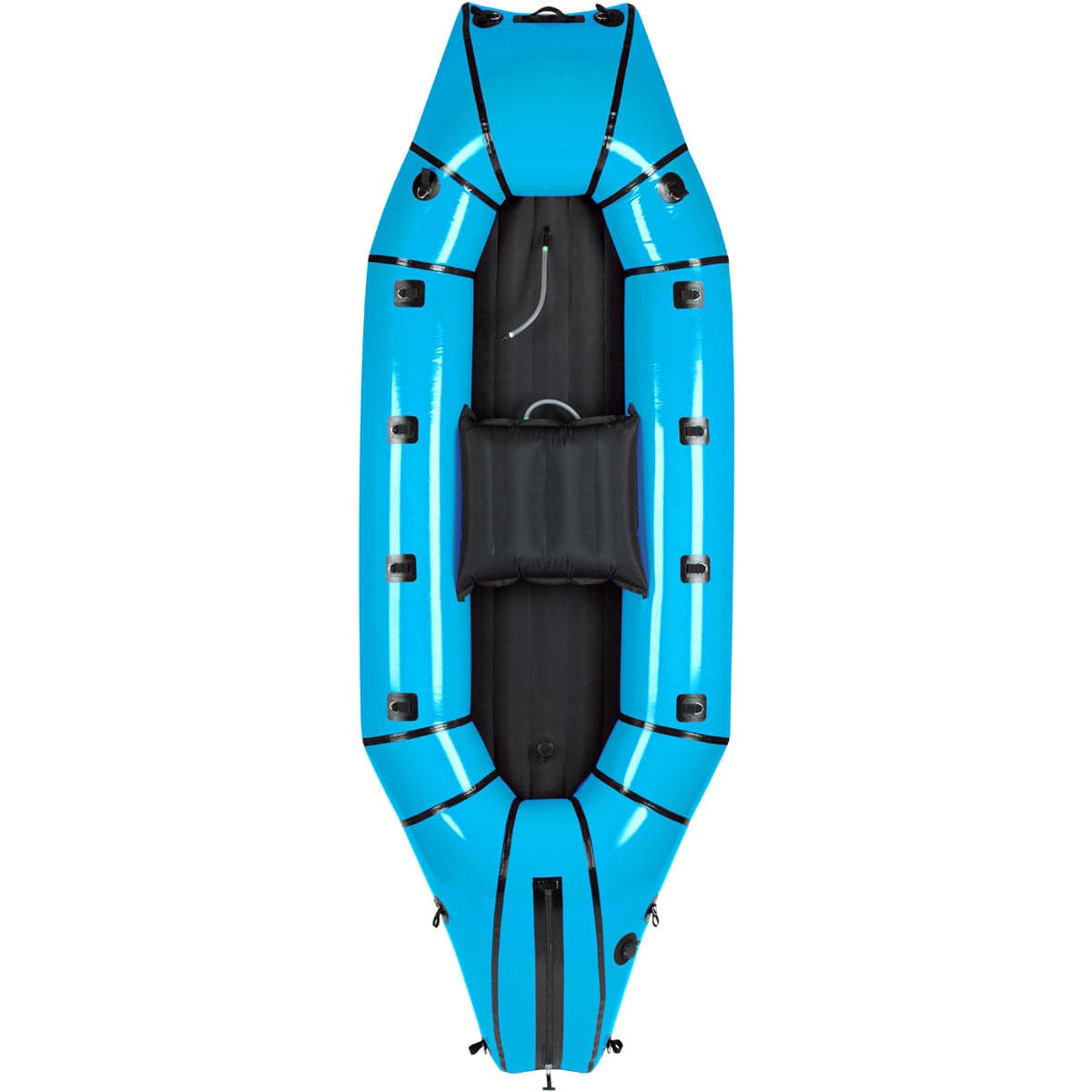 Featuring the Forager Tandem pack raft manufactured by Alpacka shown here from a second angle.