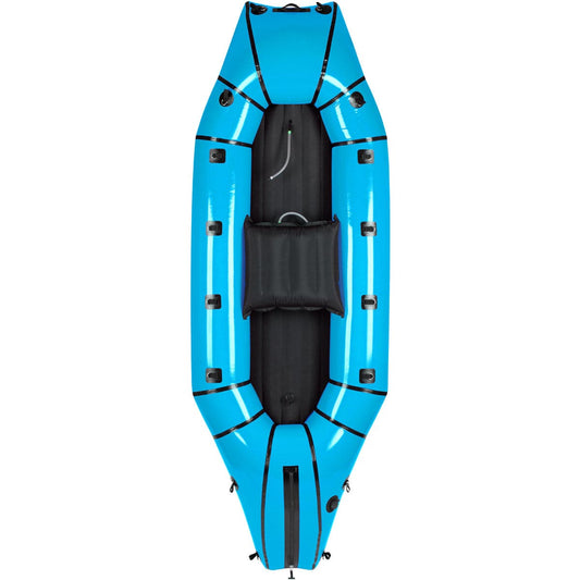 Featuring the Forager Tandem pack raft manufactured by Alpacka shown here from a second angle.