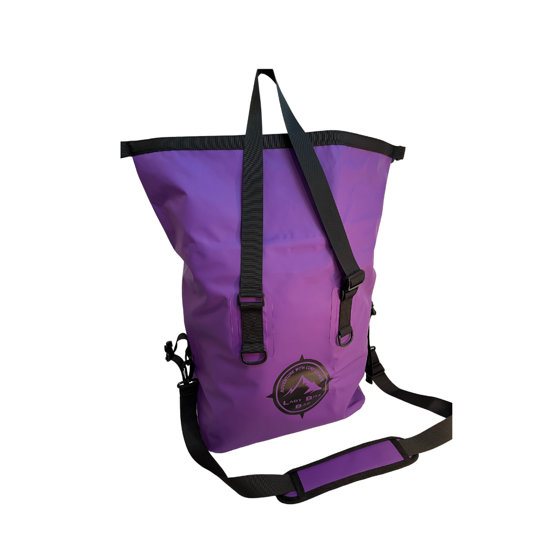 Featuring the LadyBitz Bag dry bag manufactured by Boatyard Beta shown here from a second angle.