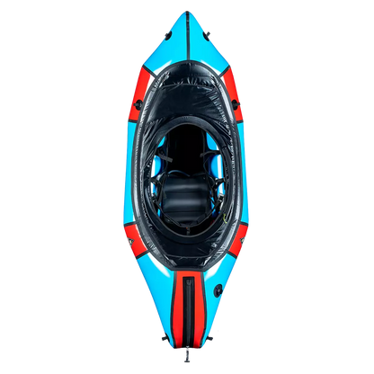 Featuring the Expedition with Removable Deck pack raft manufactured by Alpacka shown here from a second angle.
