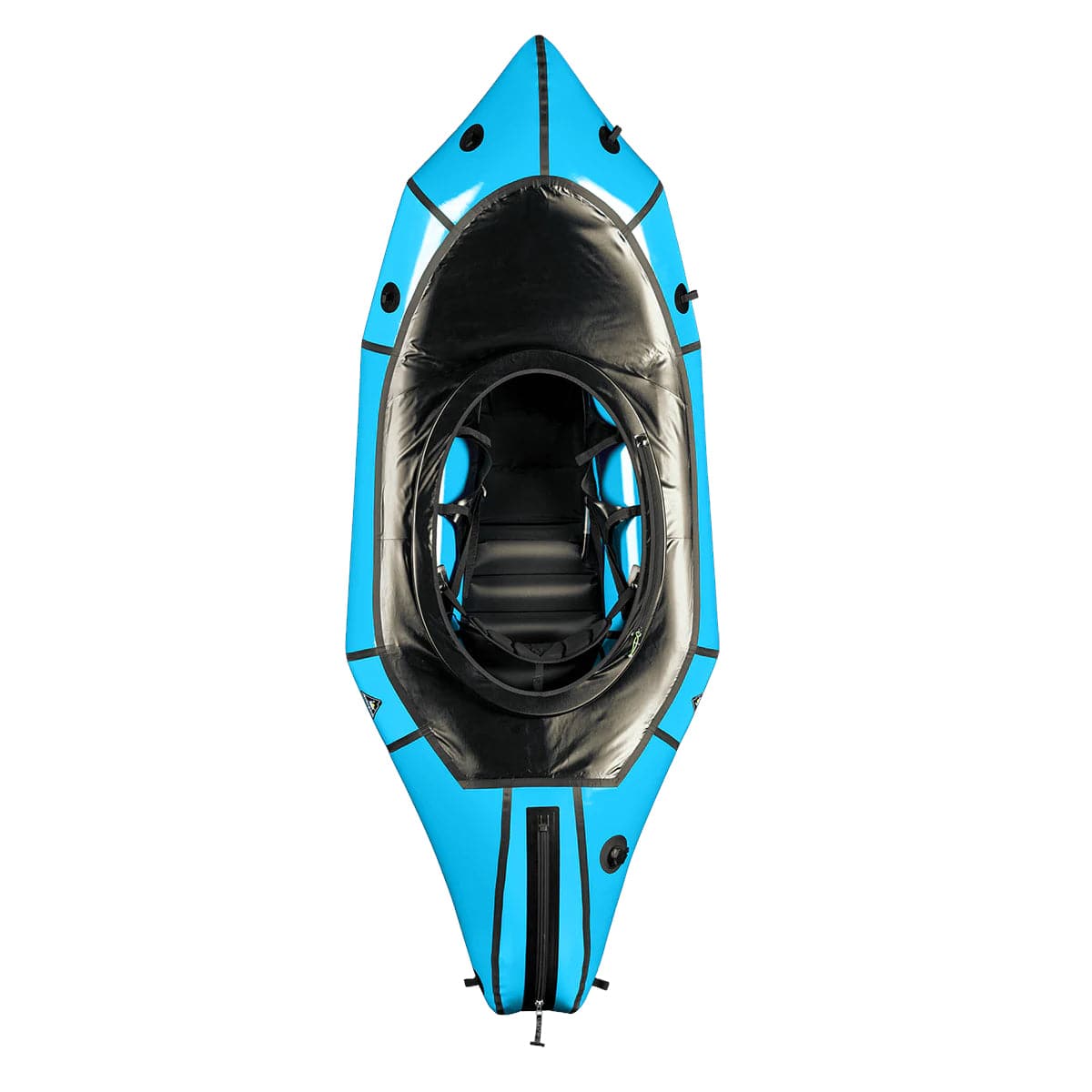 Featuring the Gnarwhal with Whitewater Deck pack raft manufactured by Alpacka shown here from one angle.