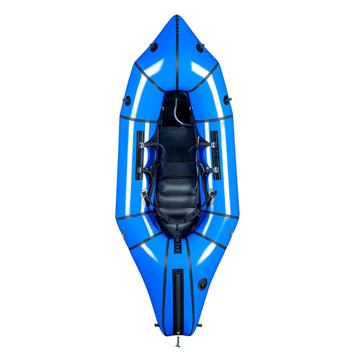 Featuring the Gnarwhal Self-Bailer pack raft manufactured by Alpacka shown here from a third angle.