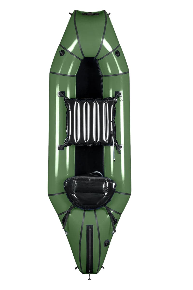 Featuring the Oryx inflatable canoe, pack raft manufactured by Alpacka shown here from a second angle.