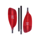 The Werner Paddles Powerhouse 4-Piece kayak paddle features two red blades and two black connecting rods on a black background, ideal for whitewater enthusiasts seeking the ultimate creeking and river running experience.