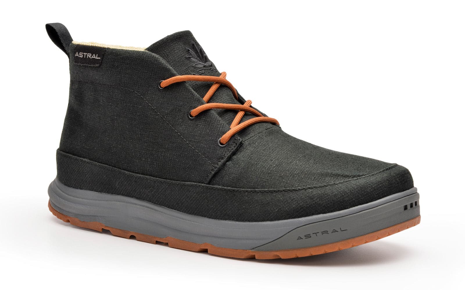 Featuring the Hemp Chukker  manufactured by Astral shown here from one angle.
