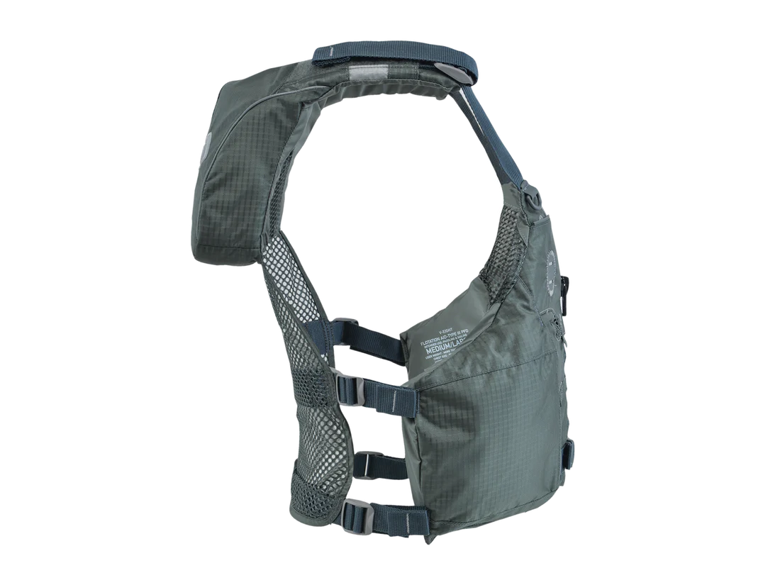 Featuring the V-Eight Fisher PFD fishing pfd, men's pfd, women's pfd manufactured by Astral shown here from a second angle.