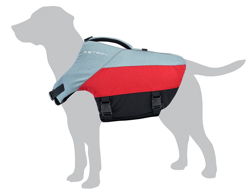 Featuring the Bird Dog PFD dog pfd manufactured by Astral shown here from a third angle.