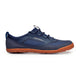 The Loyak AC - Men's by Astral is a navy blue sneaker with a durable ripstop mesh upper and a brown sole. It features laces, the "Astral" brand name on the side, and offers style and stability with its G-Rubber outsoles.