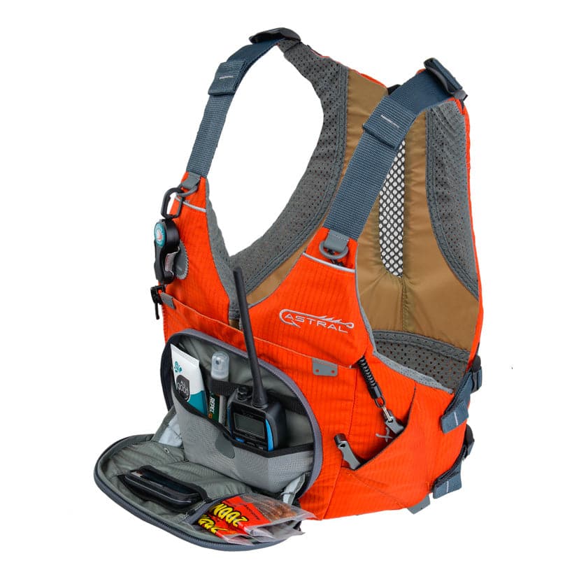 Featuring the Sturgeon PFD fishing pfd, men's pfd, women's pfd manufactured by Astral shown here from a fifteenth angle.