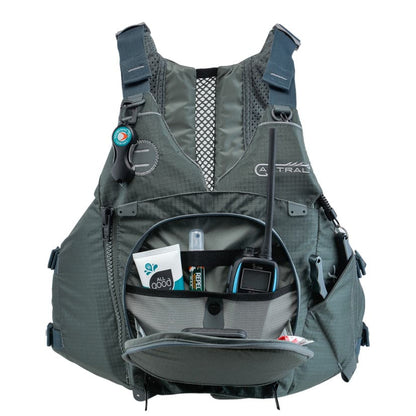 Featuring the Sturgeon PFD fishing pfd, men's pfd, women's pfd manufactured by Astral shown here from a fifth angle.