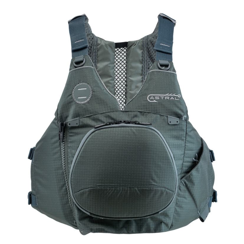 Featuring the Sturgeon PFD fishing pfd, men's pfd, women's pfd manufactured by Astral shown here from one angle.