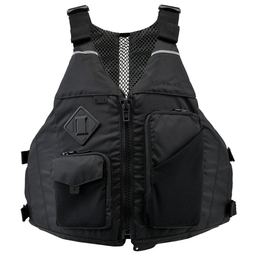 Featuring the E-Ronny PFD men's pfd manufactured by Astral shown here from a fourth angle.