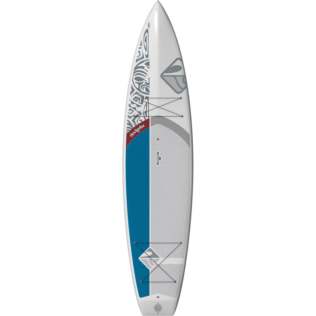Featuring the Navigator 11'6 rigid sup manufactured by Boardworks shown here from one angle.