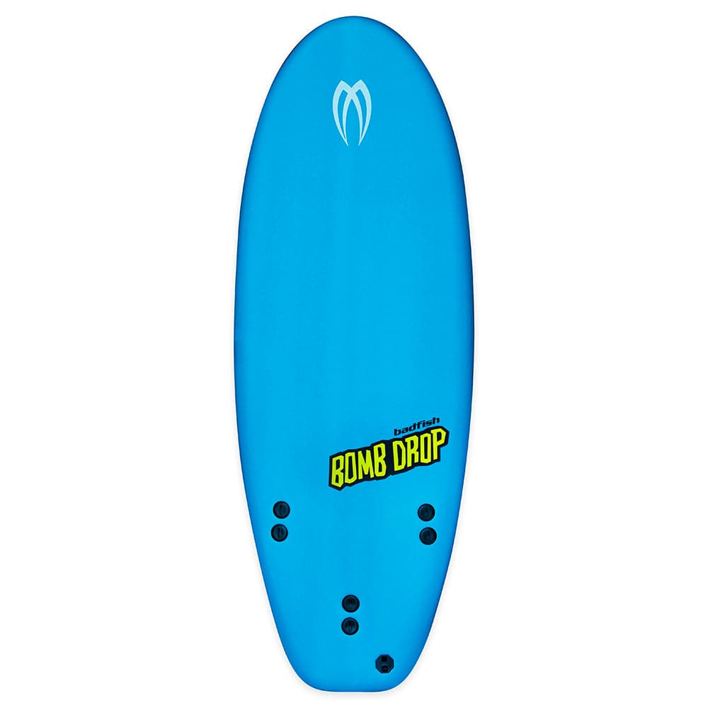 Featuring the Bomb Drop river surfing, whitewater sup manufactured by Badfish shown here from one angle.
