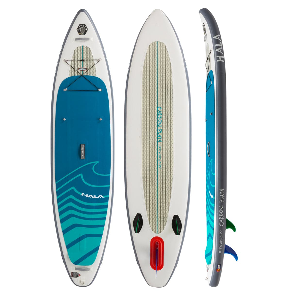 Featuring the Carbon Playa 10'11 Inflatable SUP inflatable sup manufactured by Hala shown here from a fourth angle.
