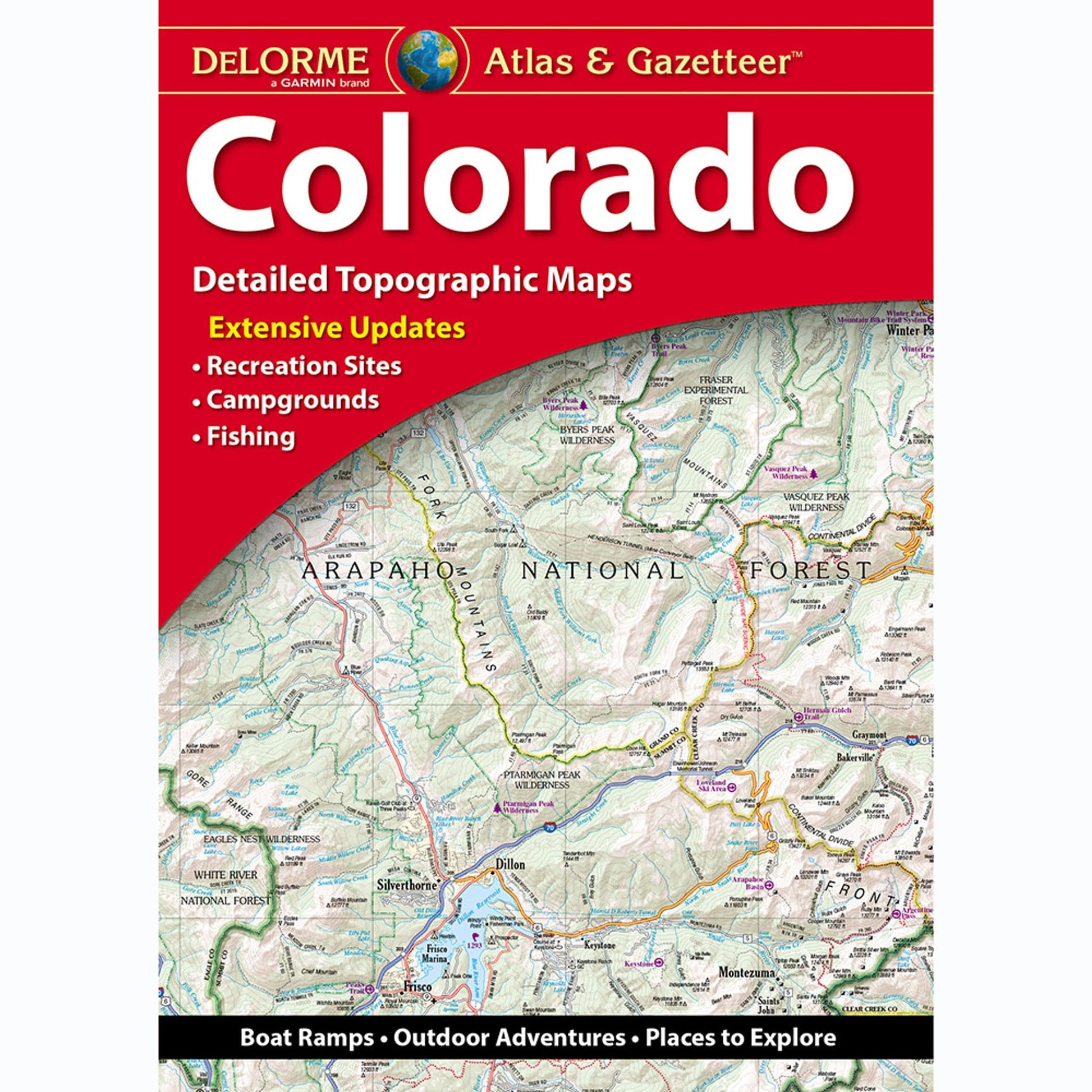Featuring the Colorado Atlas & Gazetteer atlas, book, colorado, gazetteer, map manufactured by Partners West shown here from one angle.