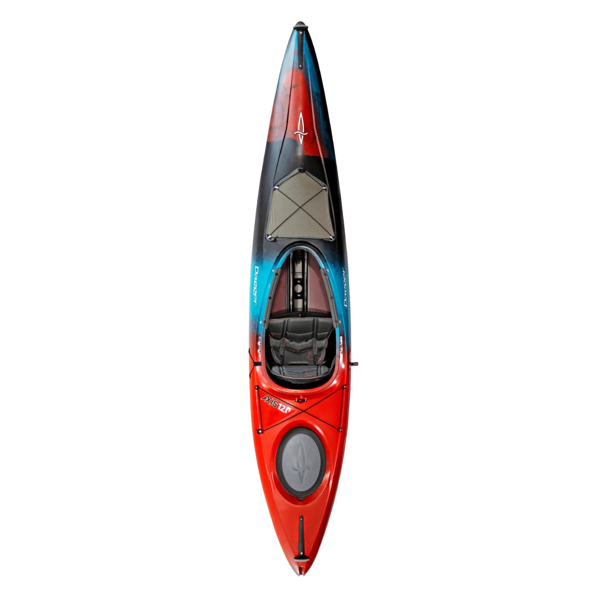 Featuring the Axis 10.5 & 12 expedition / cross over kayak, sit-inside rec / touring kayak manufactured by Dagger shown here from a fourth angle.