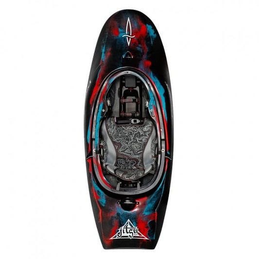 Featuring the Jitsu 5.9 Freestyle Kayak play boat, playboat manufactured by Dagger shown here from one angle.
