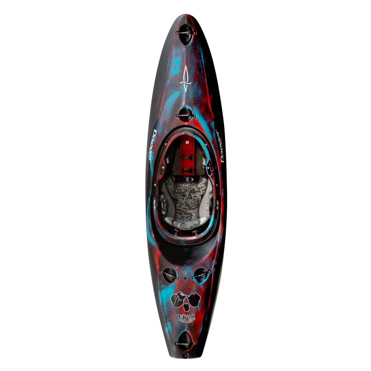 Featuring the Phantom creek boat, river runner kayak manufactured by Dagger shown here from one angle.