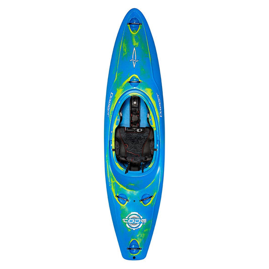 Featuring the Code creek boat, river runner kayak manufactured by Dagger shown here from one angle.