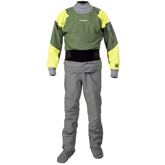 Featuring the Idol GORE-TEX Pro Drysuit men's dry wear manufactured by Kokatat shown here from one angle.