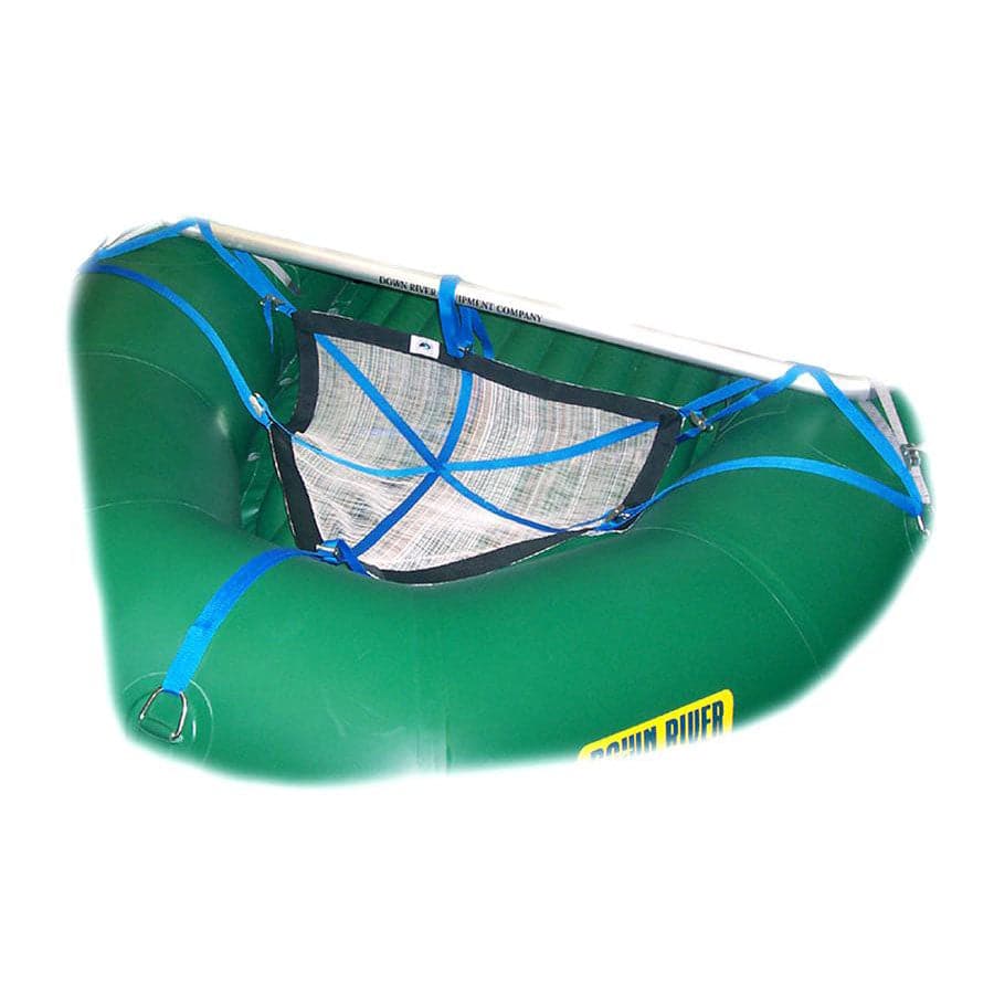 The Cargo Floors by Down River Equipment are durable with PVC-coated mesh, blue cam buckle straps, and a sturdy mesh seat.