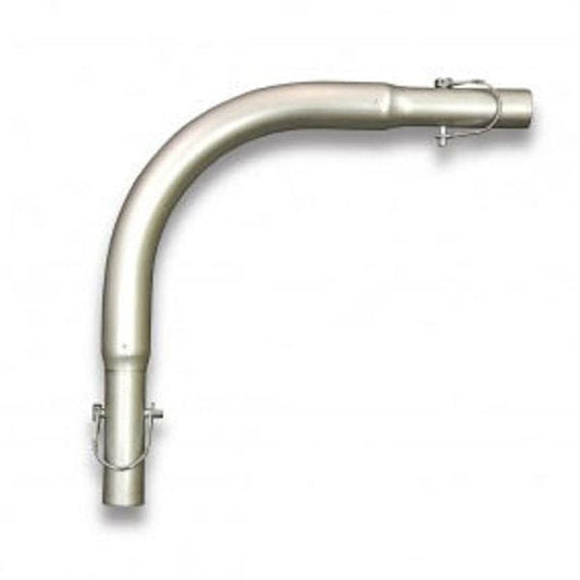 The Down River Equipment Frame Corners feature an aluminum pipe with a right-angle bend and coupling attachments, ideal for custom raft frames.