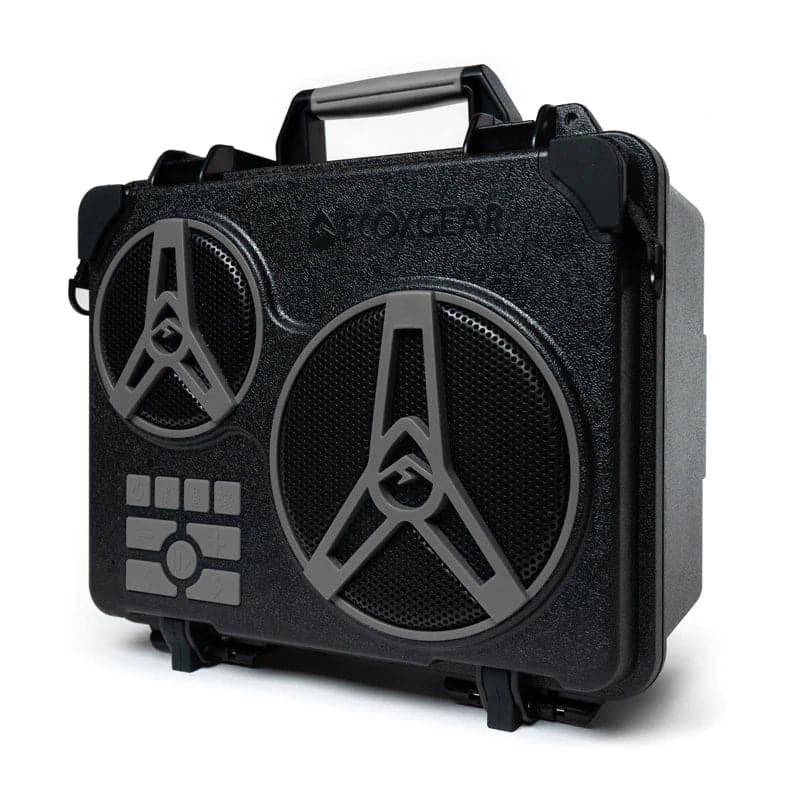 Featuring the EcoJourney electronic, speaker manufactured by EcoXGear shown here from one angle.