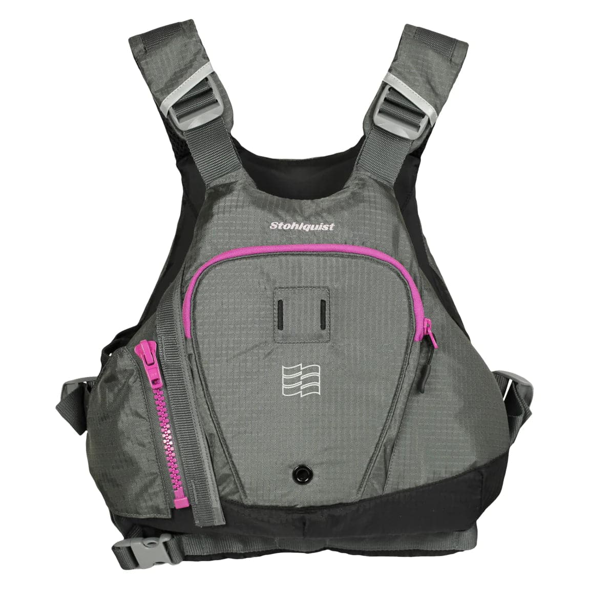 Featuring the Edge PFD men's pfd manufactured by Stohlquist shown here from a fourth angle.
